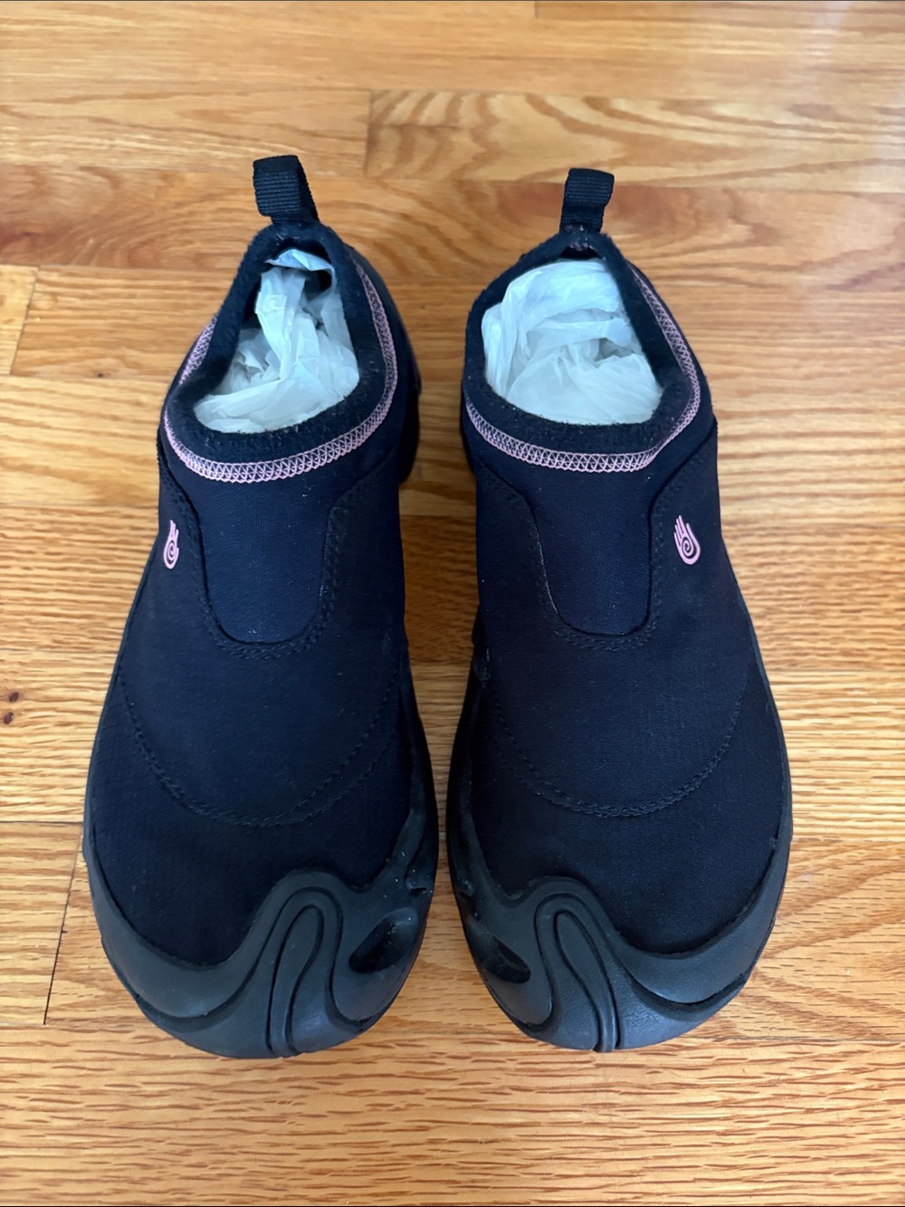 Teva Women's Black Athletic Slip-On Shoes with Pink Trim